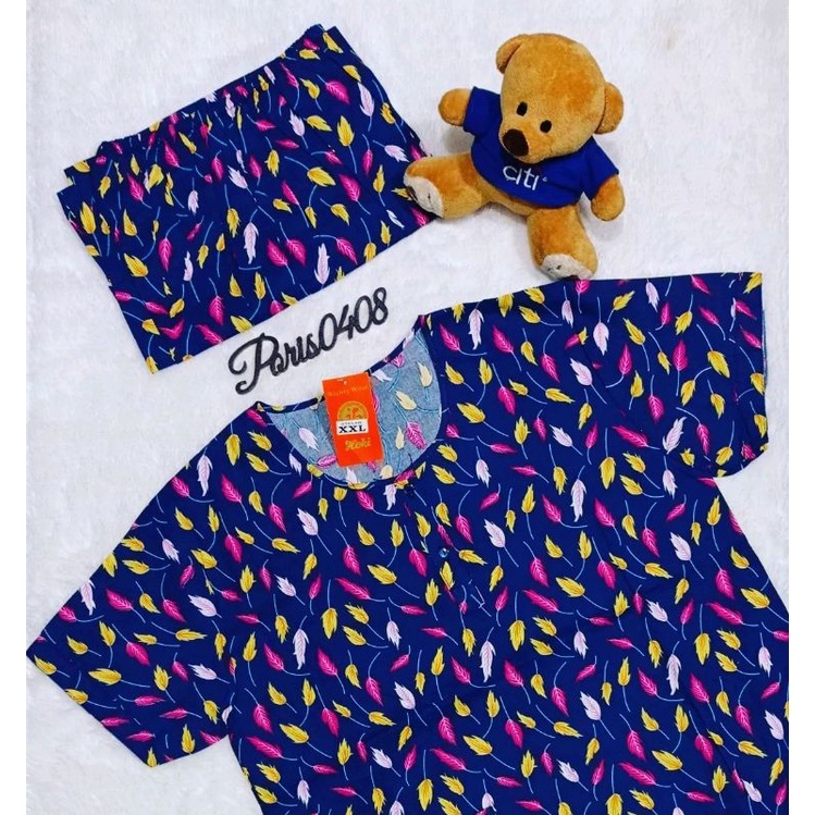 Baju Tidur HOKI XXL Jumbo Katun wanita Celana 3/4 (sweet leaf)