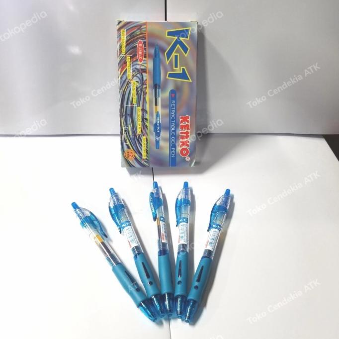 

:=:=:=:=] Pulpen KENKO K1 gel warna biru