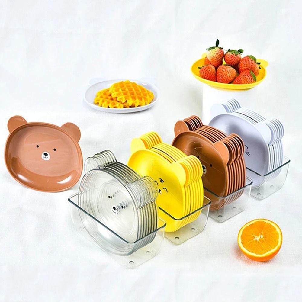 Top 5pcs Bear Snack Plate Perlengkapan Dapur Rumah Piring Makan Piring Kering Buah