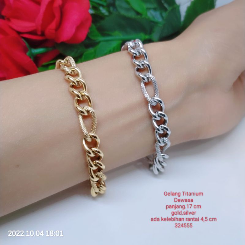 gelang titanium perhiasan aksesoris lapis emas anti luntur dan anti karat