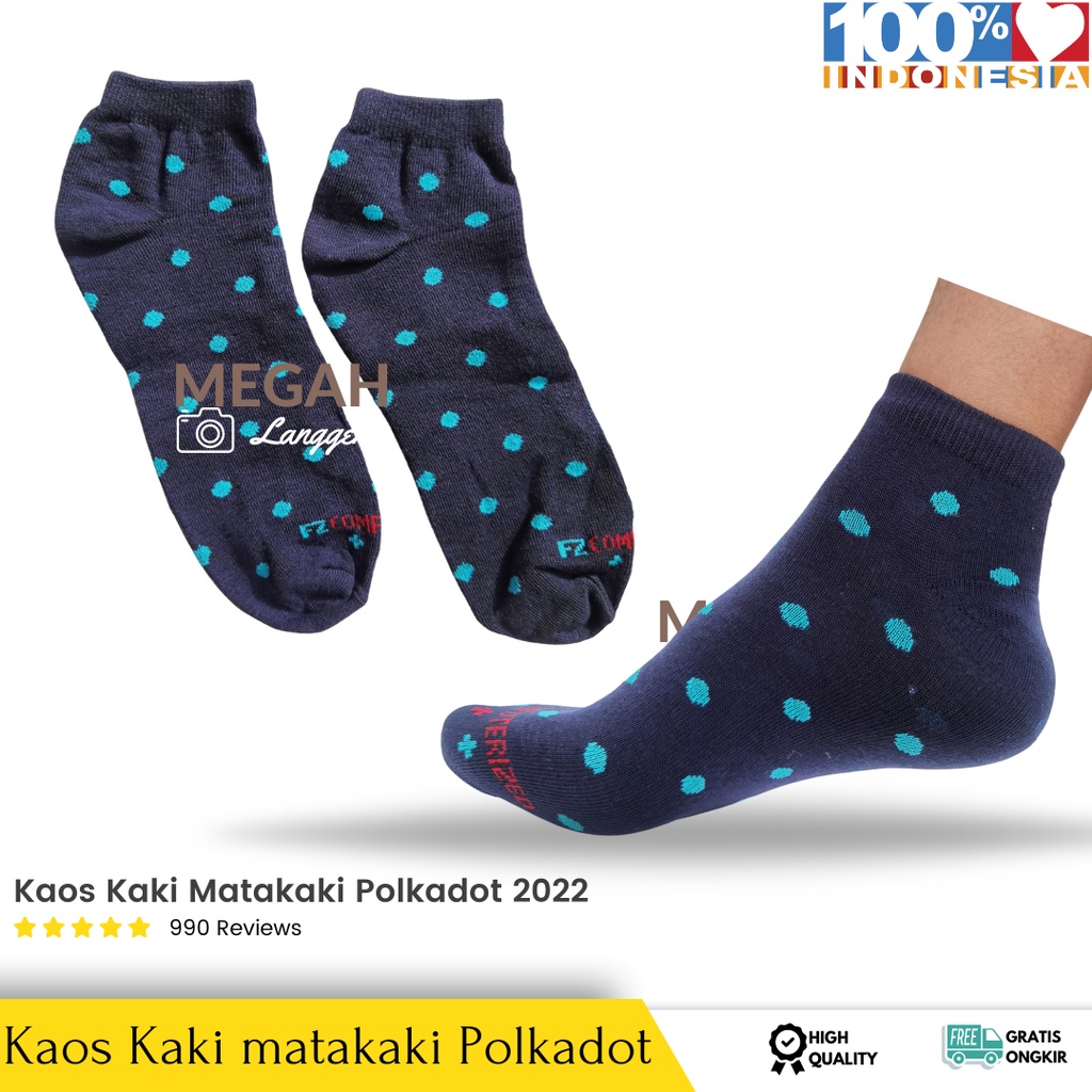 (Paket Hemat 12 Pasang) Kaos Kaki Mk POLKADOT -  Kaos Kaki Pendek Matakaki Pria Wanita Dewasa - Kaos Kaki Pendek Pelangi -Kaos Kaki Semata Kaki Polos - Kaos Kaki Semata Kaki Wanita - Grosir Kaos Kaki Pendek Semata Kaki Pria / Wanita Premium