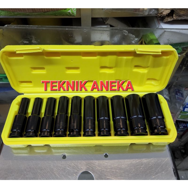 KUNCI SOK DEEP SOCKET IMPACT WRENCH 10 PCS 1/2 INCH SOK IMPACT PANJANG