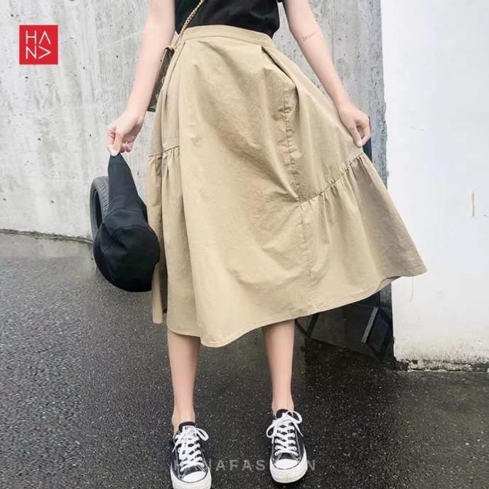 HanaFashion - Casual Midi Skirt Rok Wanita - SK035 Termurah