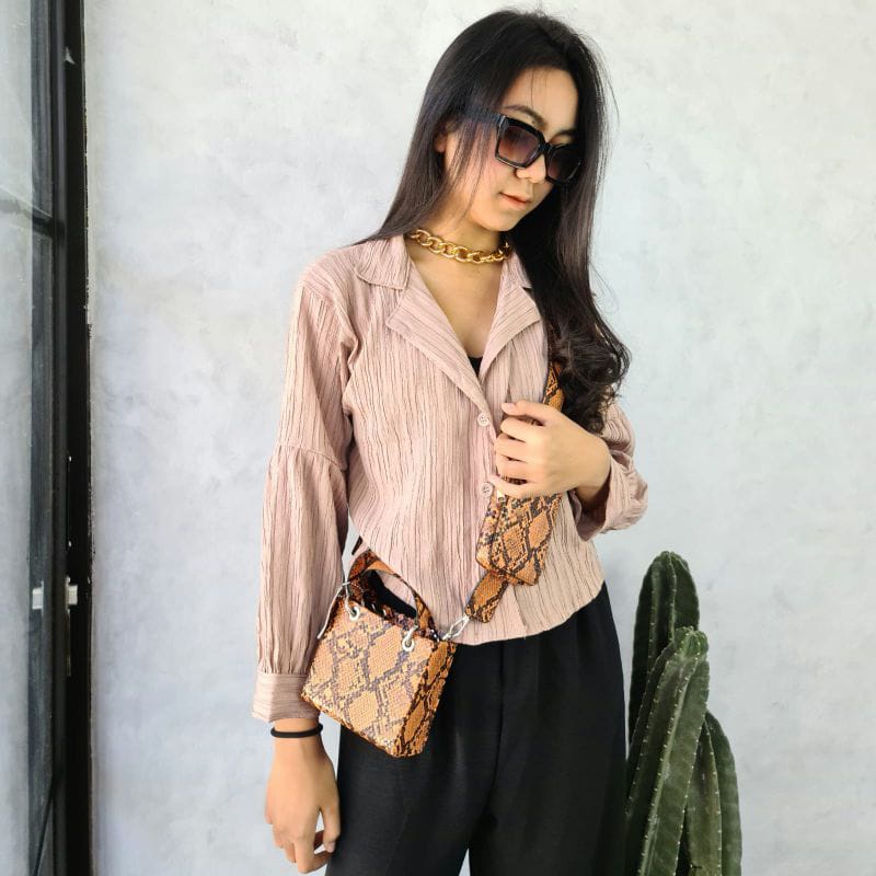 Outer Blazer Crinkle Reshell Atasan Wanita