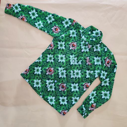 BAJU BATIK MI HIJAU LENGAN PANJANG UNISEX LAKI / PEREMPUAN KELAS 1-6 MI