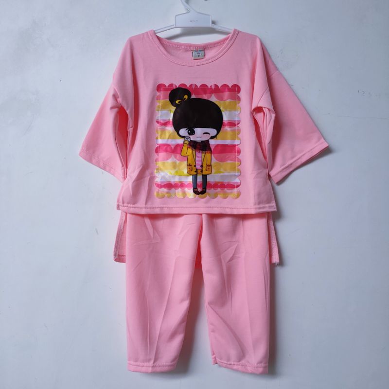 Setelan Oversize SLEBEW viral 3 4 5 6 7 8 9 10 tahun baju anak cewek perempuan terbaru Fatonah Shop pom pom ( SETELAN slebew GirLsJAPAN )