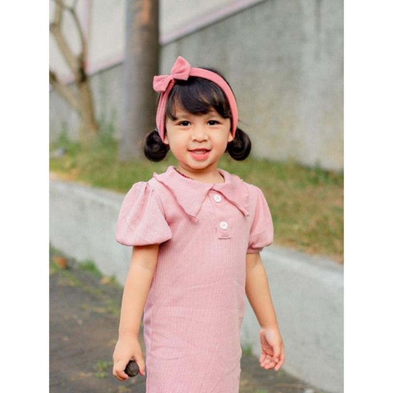 Long Dress Amanda Knit Anak Perempuan 2-5 Tahun / Dress Rajut Rib Knit Lengan Pendek Stretchy 2-5 Tahun