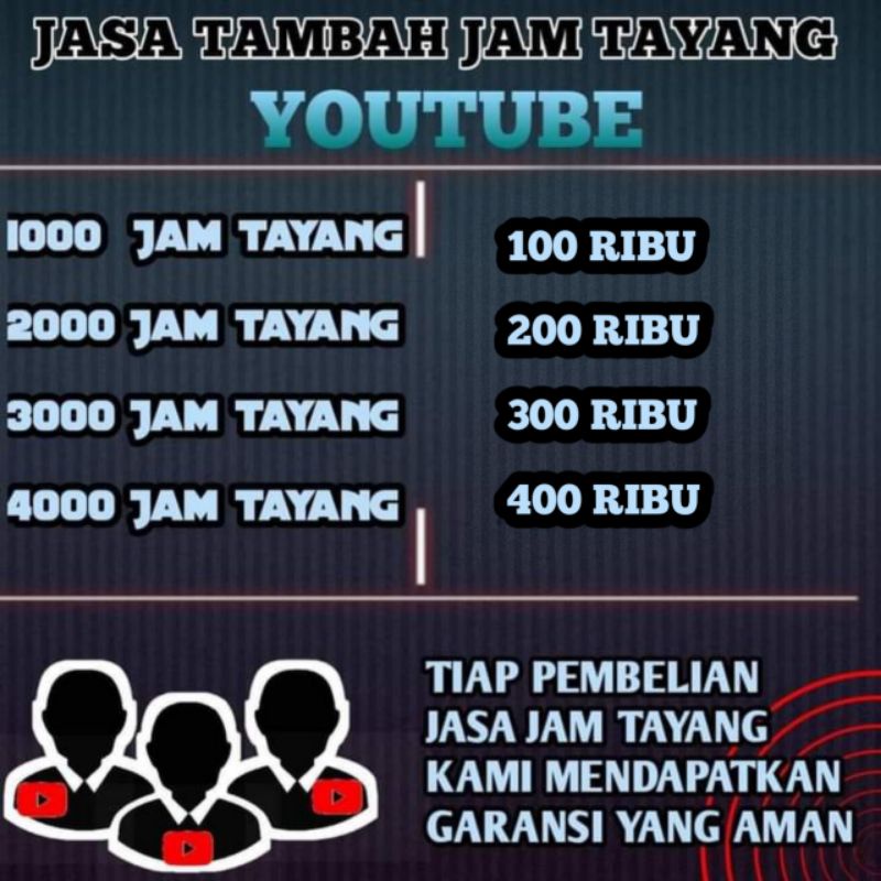 JAM TAYANG YUTUBE 4K DURASI KONTEN 1JAM