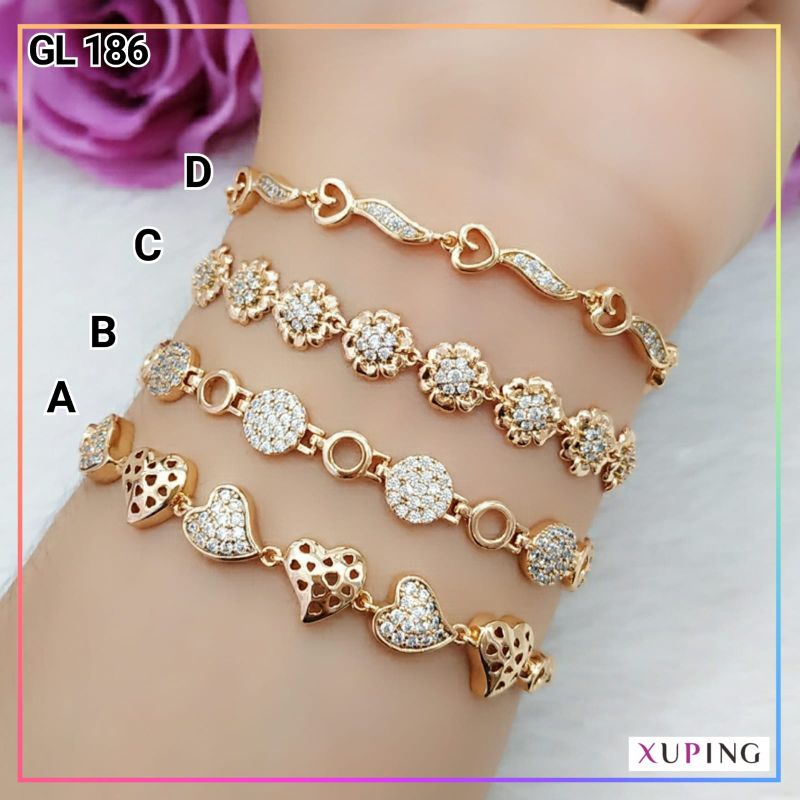 Gelang xuping gelang dewasa permata super premium bunga perhiasan wanita lapis emas gold GL 186