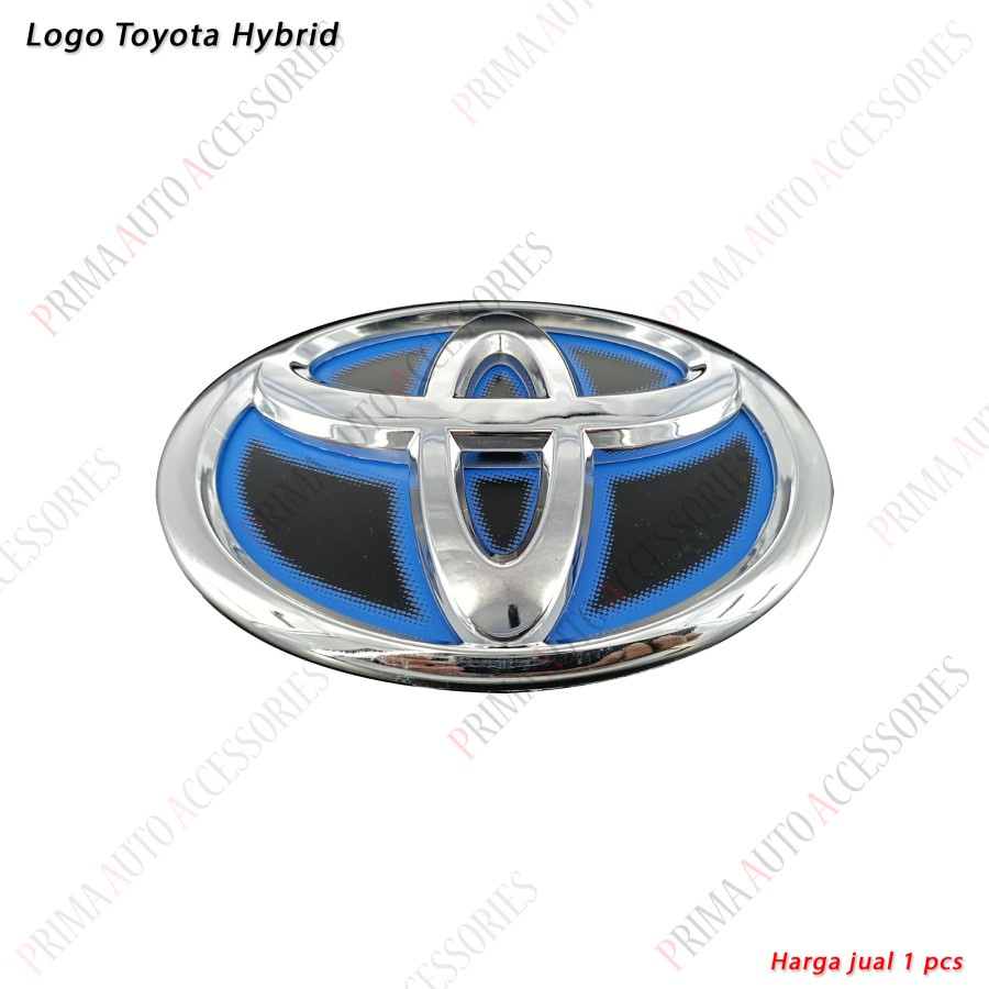 Emblem Logo TOYOTA HYBRID HITAM BIRU  13 Cm