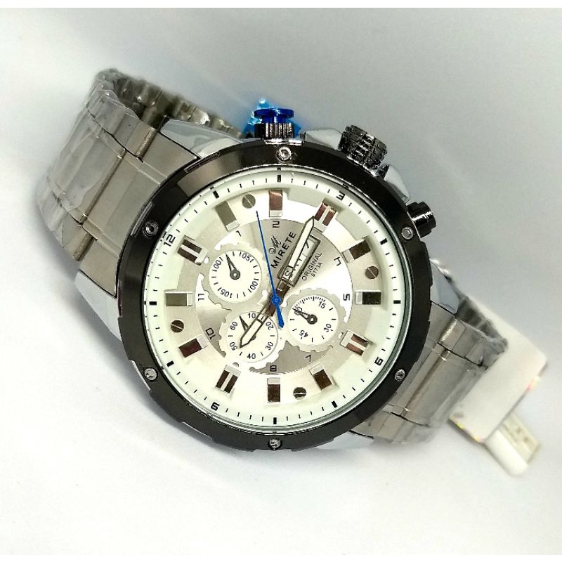 jam tangan cowok mirete original Rantai silver tgl hari