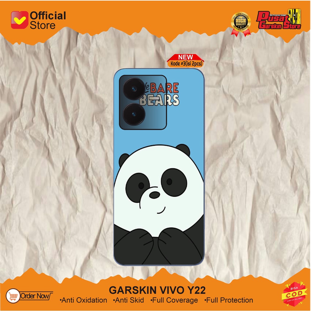 Vivo Y22 Garskin Gadget Premium Motif Bear(Isi 2pcs)