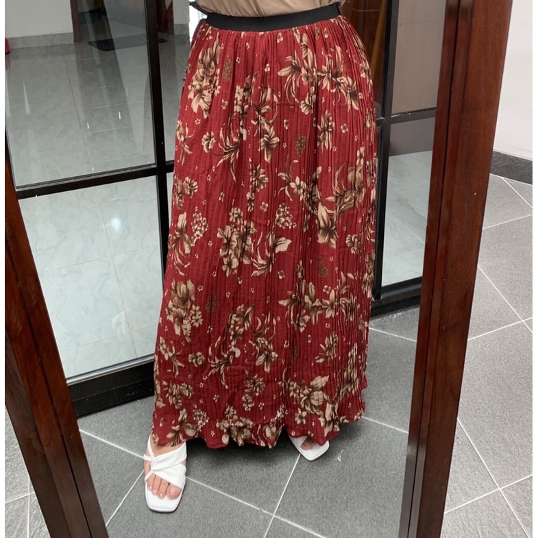 ROK PLISKET MOTIF BUNGA PROMO