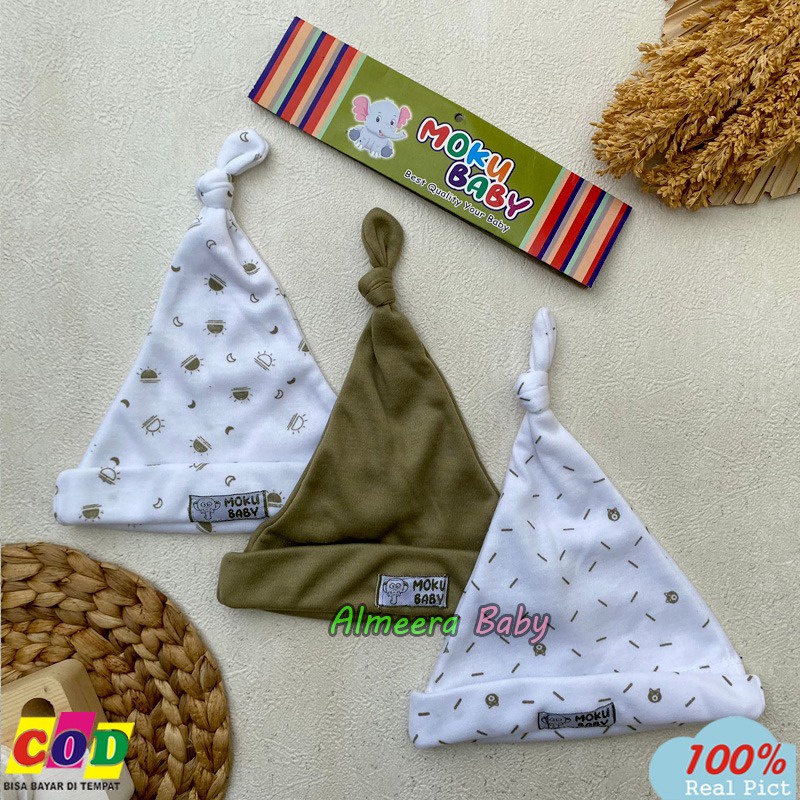 Isi 3 PCS Kupluk Bayi Baru Lahir Topi Bayi Baru Lahir Usia 0-3 Bulan Series Army Almeera Baby and Kids