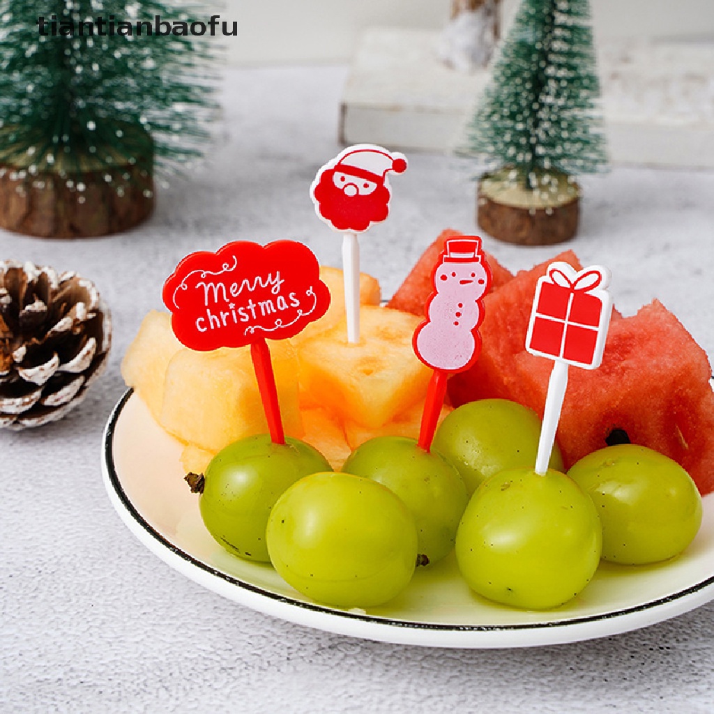 8pcs / set Garpu Buah Desain Kartun Natal Untuk Anak