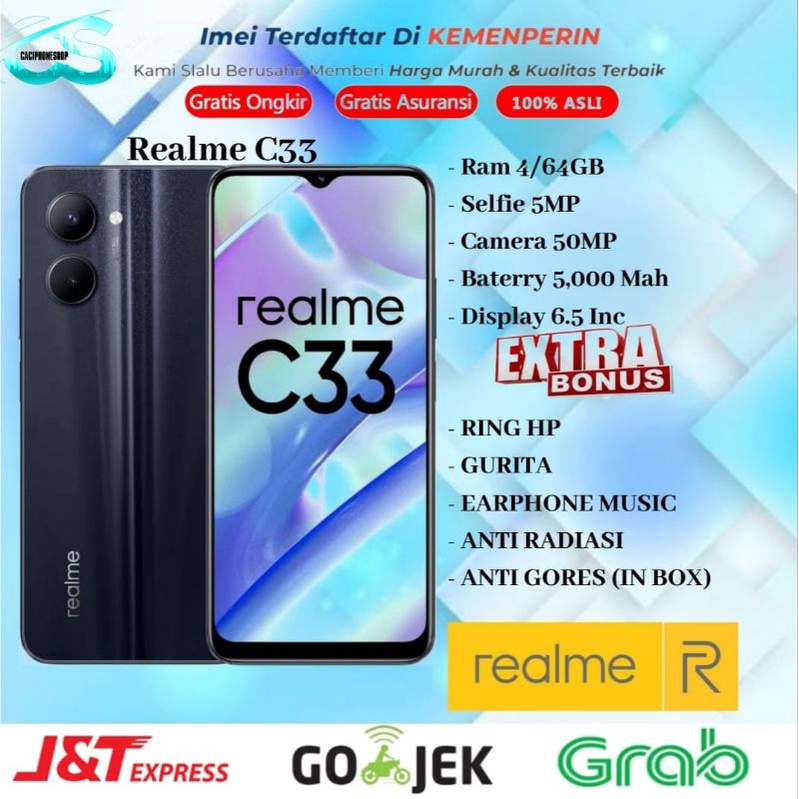 Realme C33 Ram 4GB Rom 64GB 4/64 & 3/32 Garansi Resmi Realme 1 Tahun