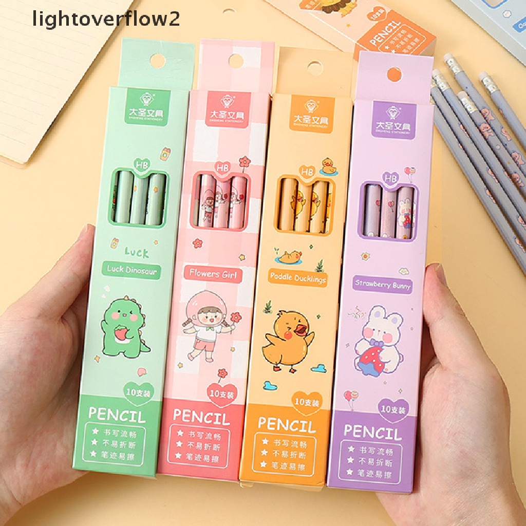 (lightoverflow2) 10pcs / Set Pensil HB Motif Kartun Lucu Untuk Hadiah Ulang Tahun Anak Tk