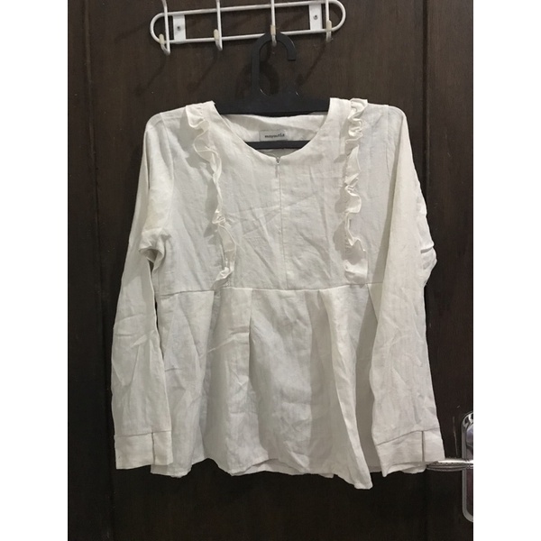 blouse putih kemeja putih mayoutfit
