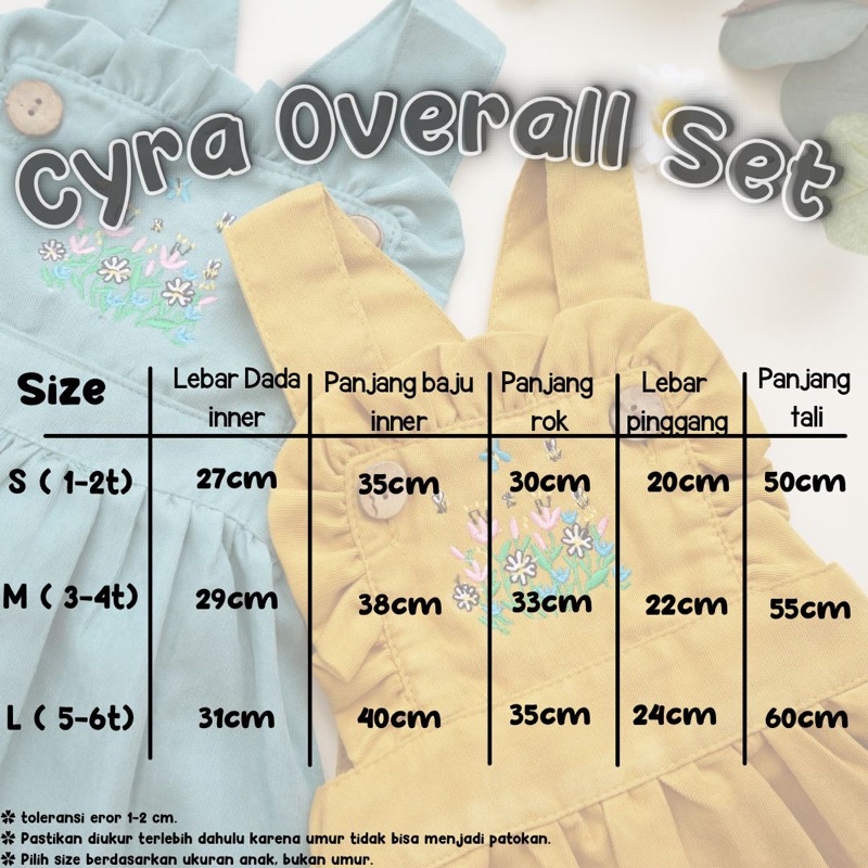 CYRA RUFFLE OVERALL 1-5thn / Setelan Dress Anak