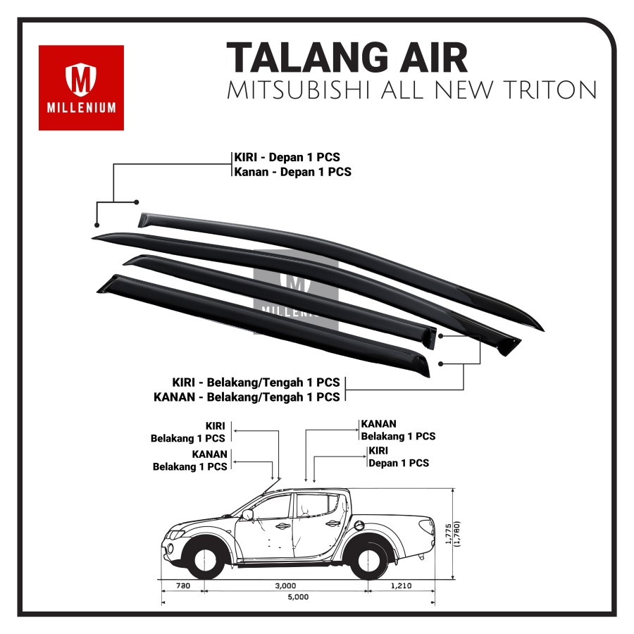 TALANG AIR MOBIL MITSHUBISI ALL NEW TRITON 2015 - 2023 MODEL SLIM