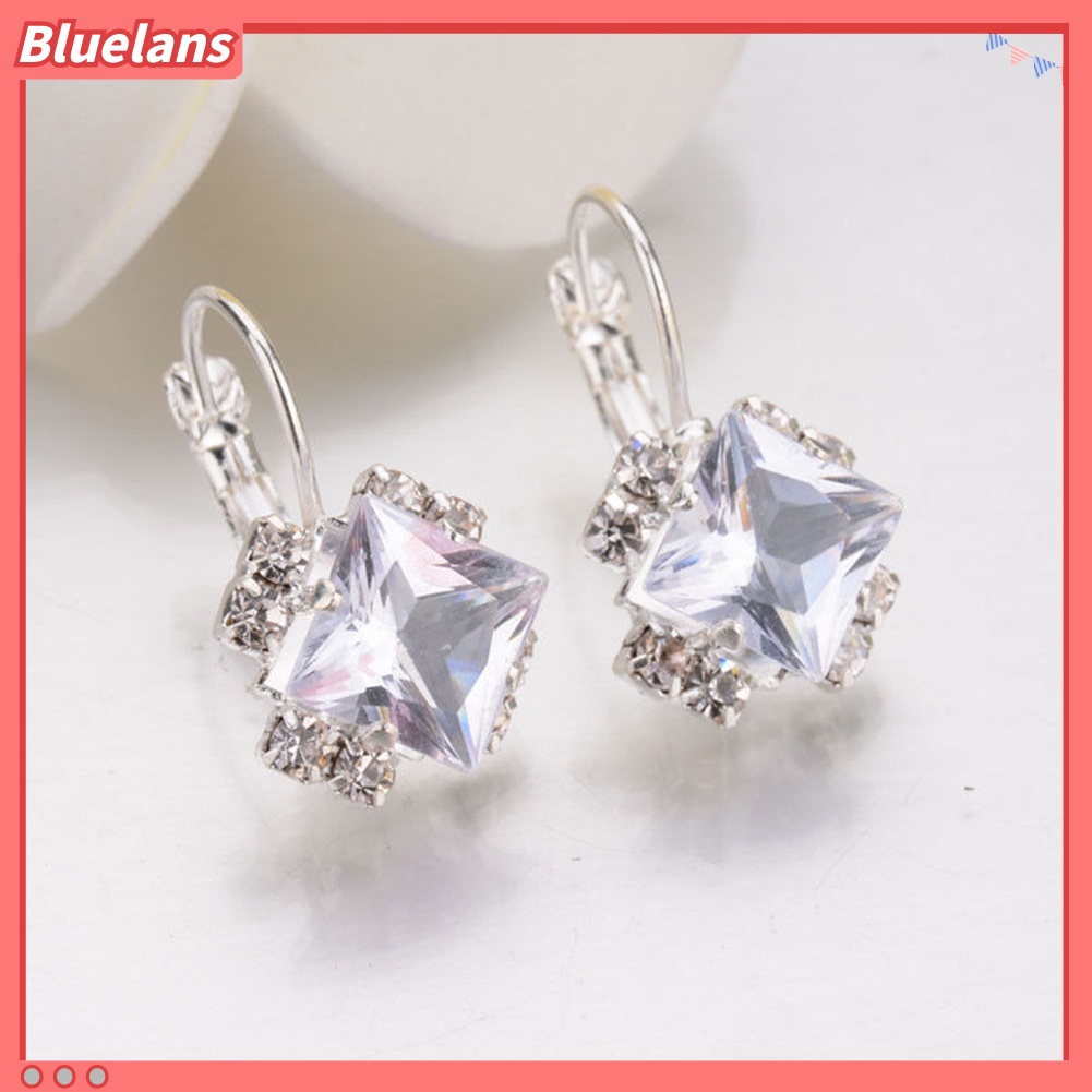 Bluelans Women Fashion Shiny Rhinestone Leverback Earrings Engagement Wedding Jewelry