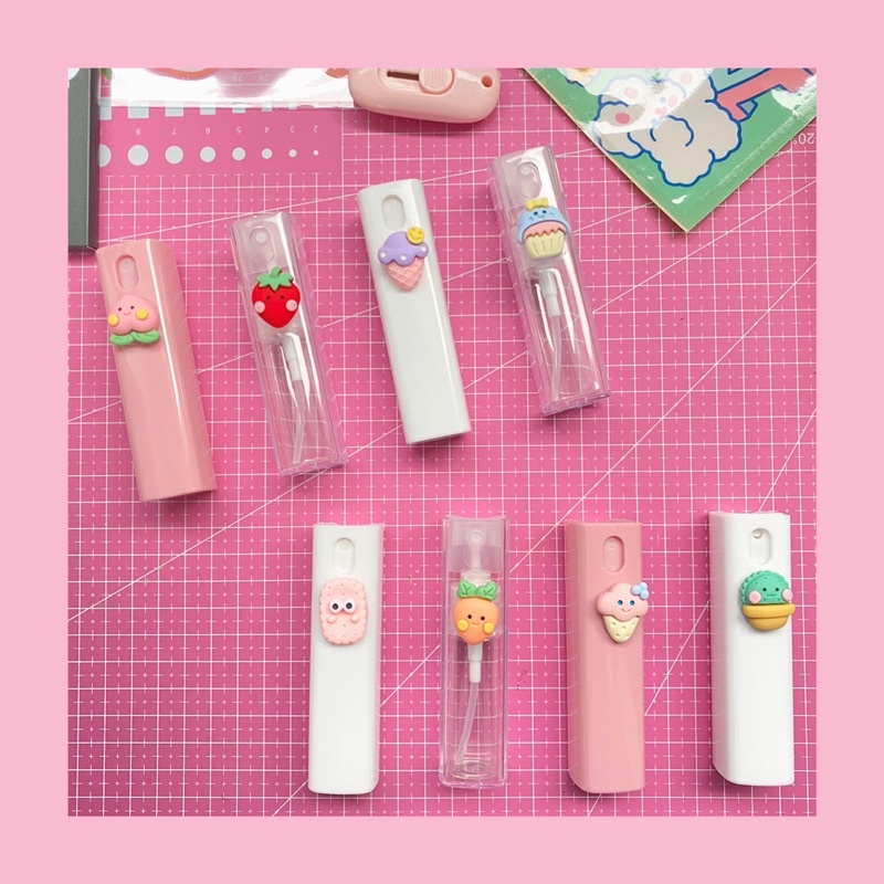 Botol Spray Travel Size Aesthetic 10 ml Parfum, Hand Sanitizer, Toner, Setting Spray, Facemist dll | Botol Kosong Refillable, Gambar Karakter Lucu