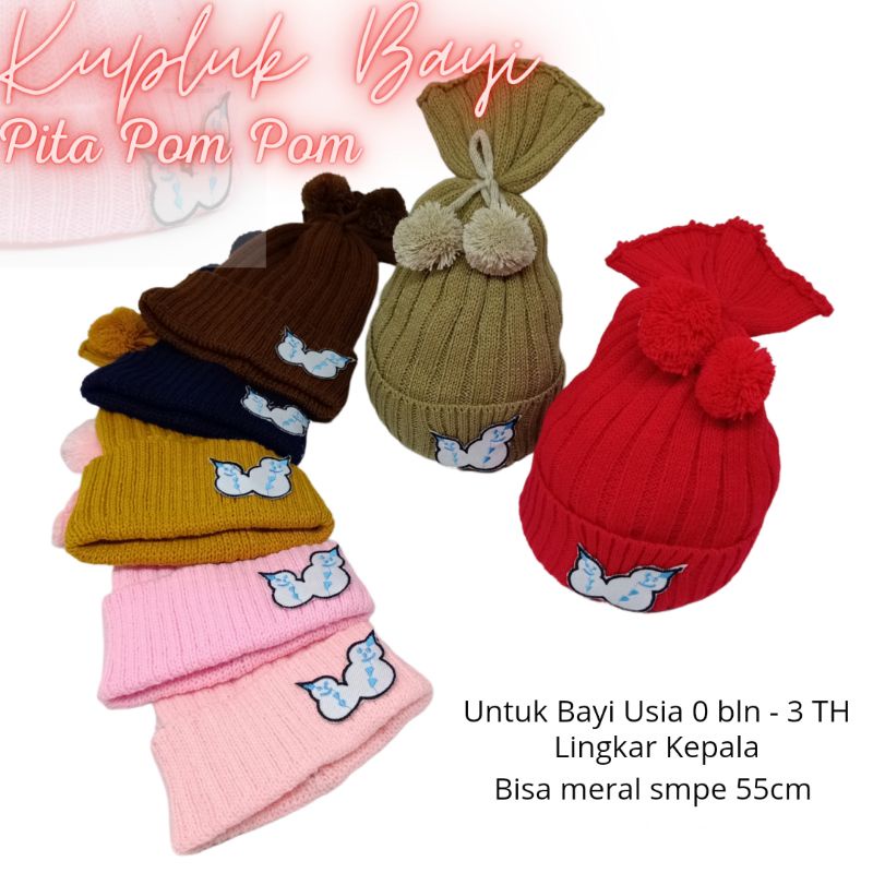 JF COLLECTION Kupluk Bayi Model Pompom Tali Boneka Pinguin Salju