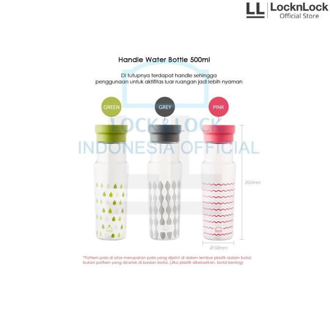 

Lock & Lock Handle Bottle Botol Air Minum Tritan 500ml ABF692R/G/GY