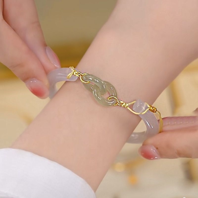 Gelang Bangle Batu Giok Hetian Alami Untuk Wanita