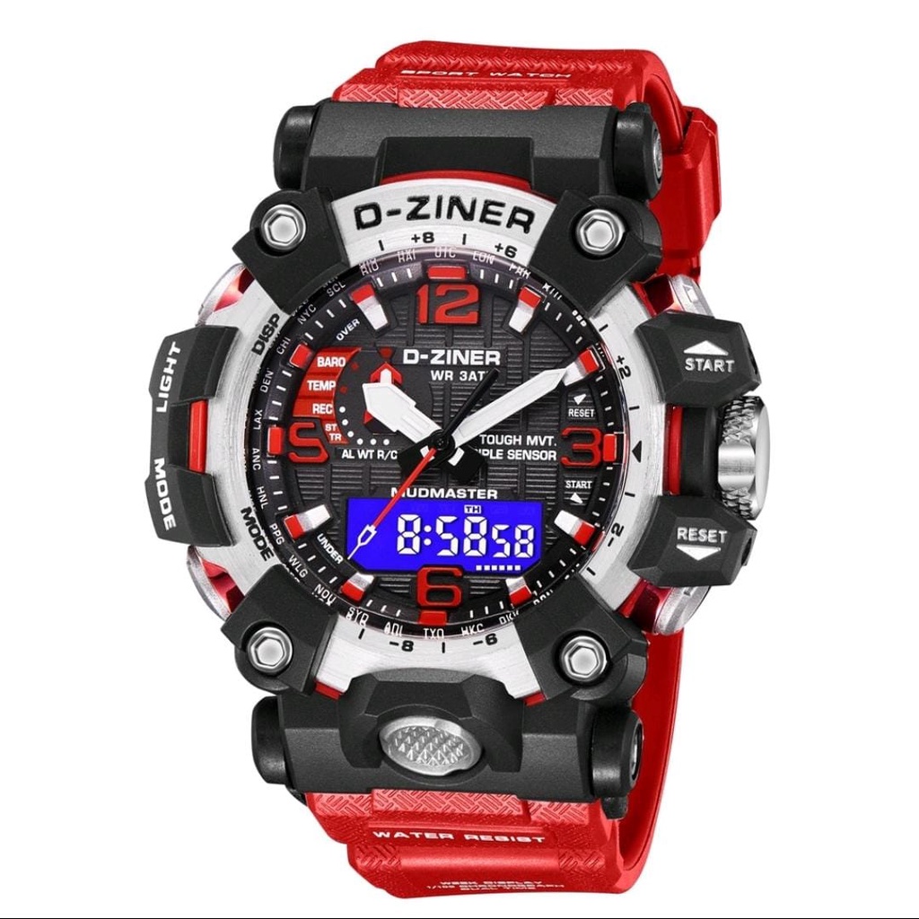 ✔️COD JAM TANGAN PRIA DZINER 8316 ORIGINAL WATER RESISTANT 30M / JAM TANGAN D-ZINER DIGITAL ANALOG DUAL TIME STRAP RUBBER SPORT ANTI AIR ( FREE BOX + KARTU GARANSI )