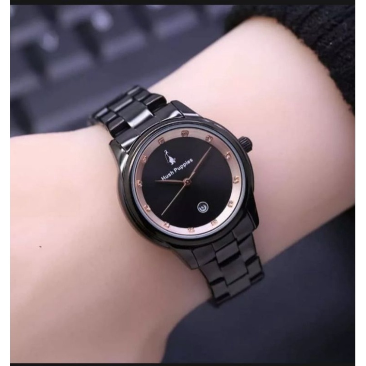 (Grosir)Jam Tangan Wanita Hushpuppies Mata&quot; Tanggal Strap Rantai/Stell