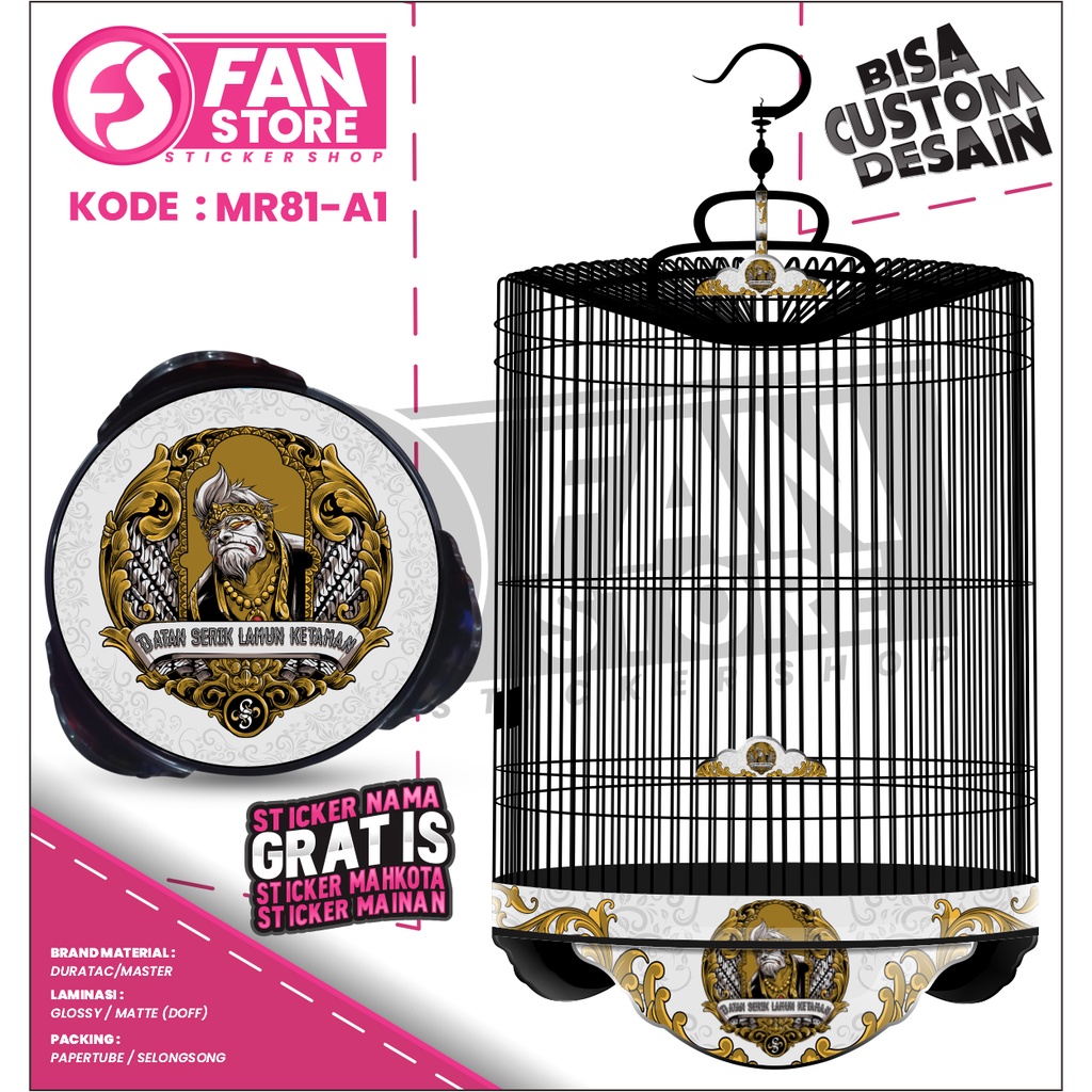 Sticker Decal Tebok Murai - Decal Sangkar Murai Motif Wayang - Stiker Sangkar Burung