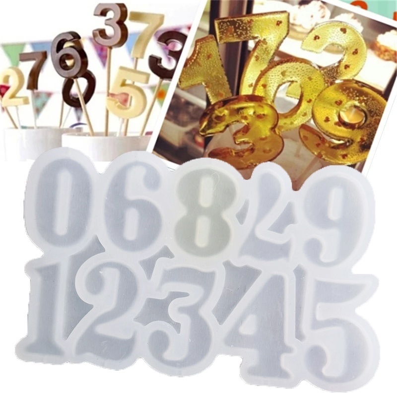 Cetakan Permen Lolipop / Cokelat Bentuk Digital Bahan Silikon Transparan Untuk Dekorasi Kue Ulang Tahun