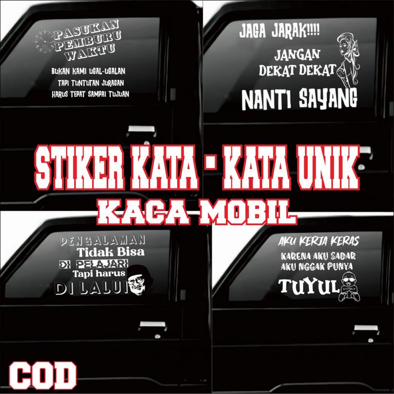 Stiker Kata-kata Unik untuk Variasi  Kaca Samping L300 , Stiker Kaca Mobil Truck Canter Dll