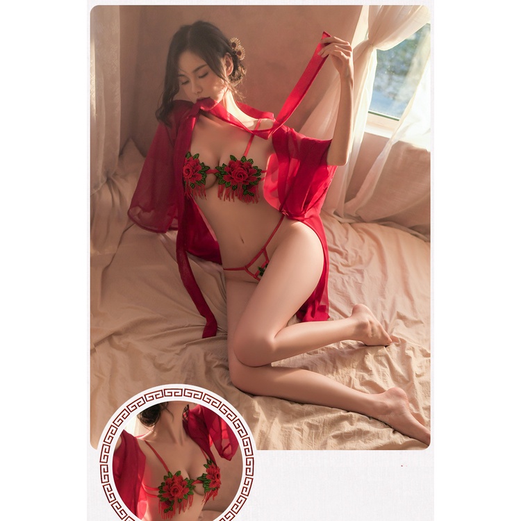 RR1387 RR1388 Hanfu KIMONO Costume Sexy Lingeri Bra + Gstring + Kimono - Lingeri Lingerie by Sexy Kisser