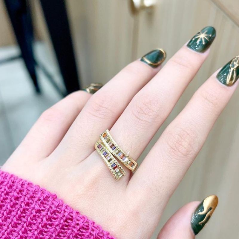 Cincin Titanium Asli Silver mata kilau Anti karat anti alergi Premium Quality Stainless steel model usjust bisa setel besar kecil 929