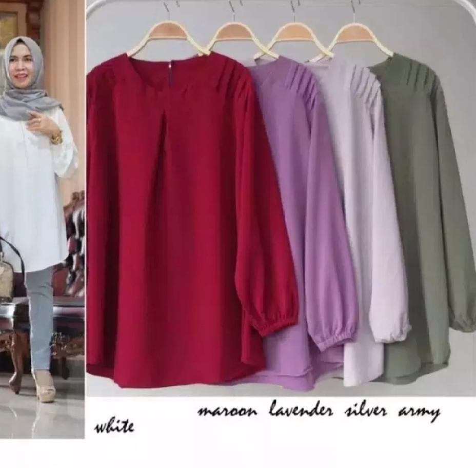 Chekout ATASAN SALMA BLOUSE / JUMBO XXXL LD 130 CM / BAJU WANITA JUMBO / REMPEL BAHU / XXXL / BAJU A