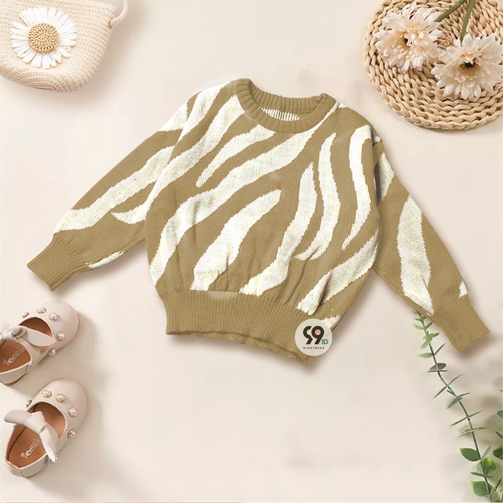 SWEATER RAJUT ANAK PEREMPUAN ARABELE BLOUSE MOTIF ZEBRA 1-6TH