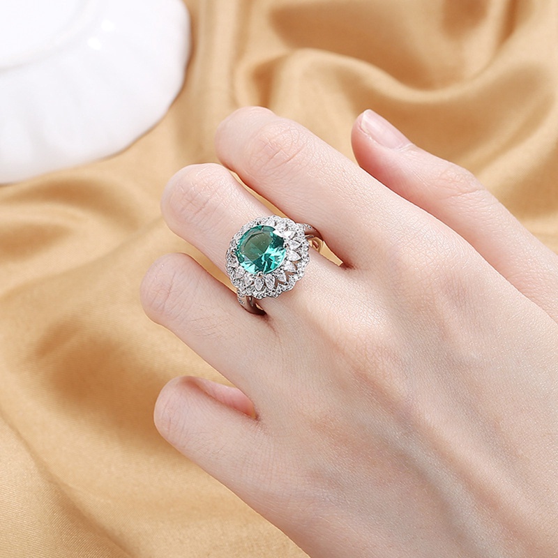 Fancyqube Cincin Sapphire Silver Gaya Vintage Untuk Wanita