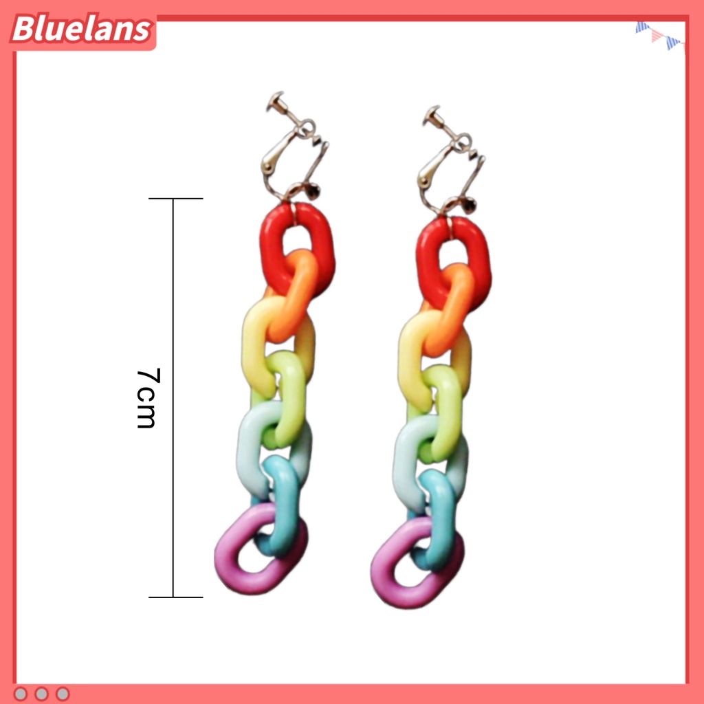 Bluelans Ear Hook Candy Color Creative Acrylic Long Dangle Stylish Ear Pendant