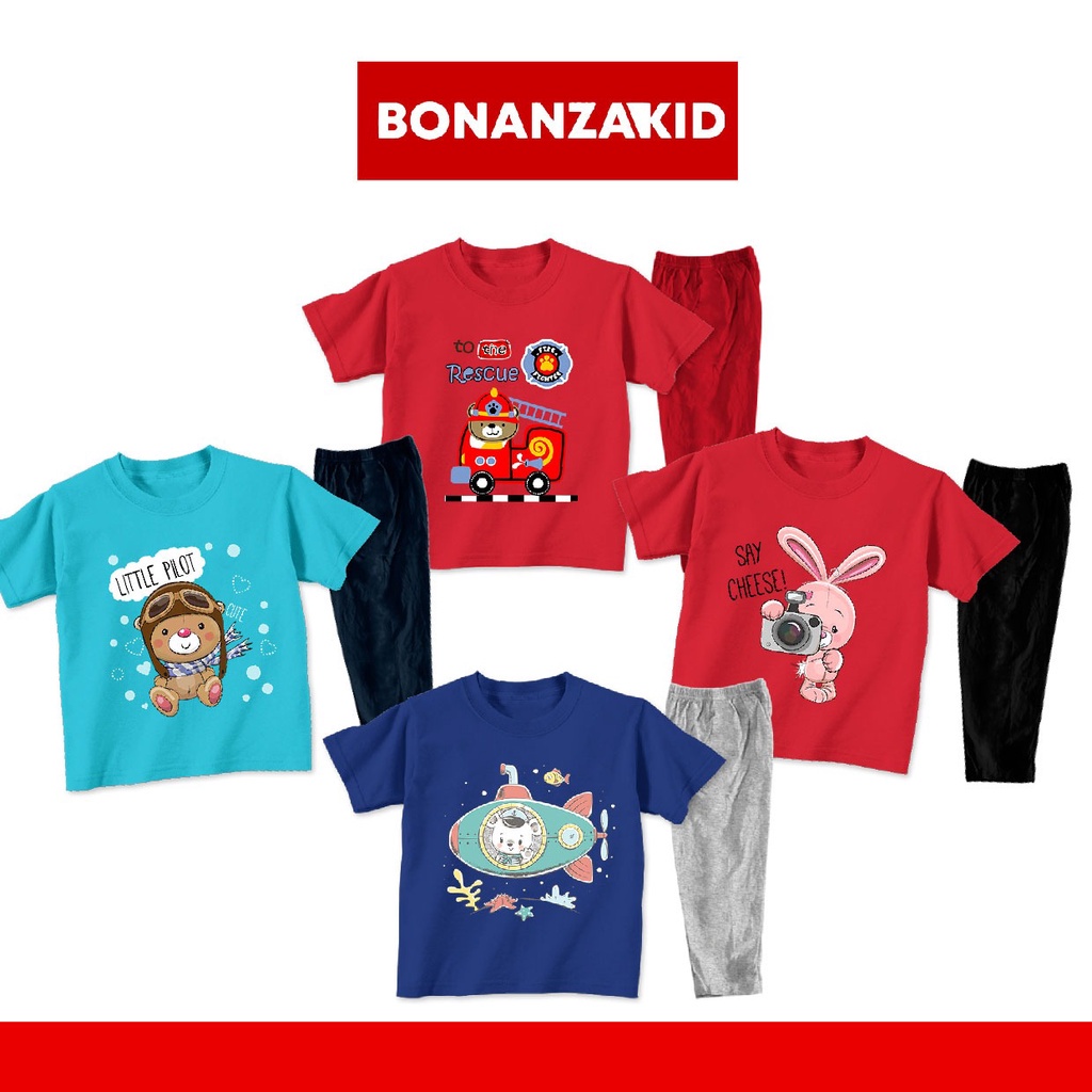 Baju Tidur Piyama Anak Cita Cita Fire Fighter Pilot Usia 2 - 8 Tahun Combed 30s Lembut