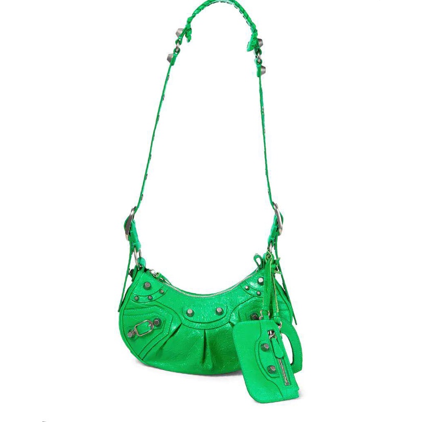 Balenciaga Le Cagole Shoulder Bag XS Arena Lambskin In Fluo yellow