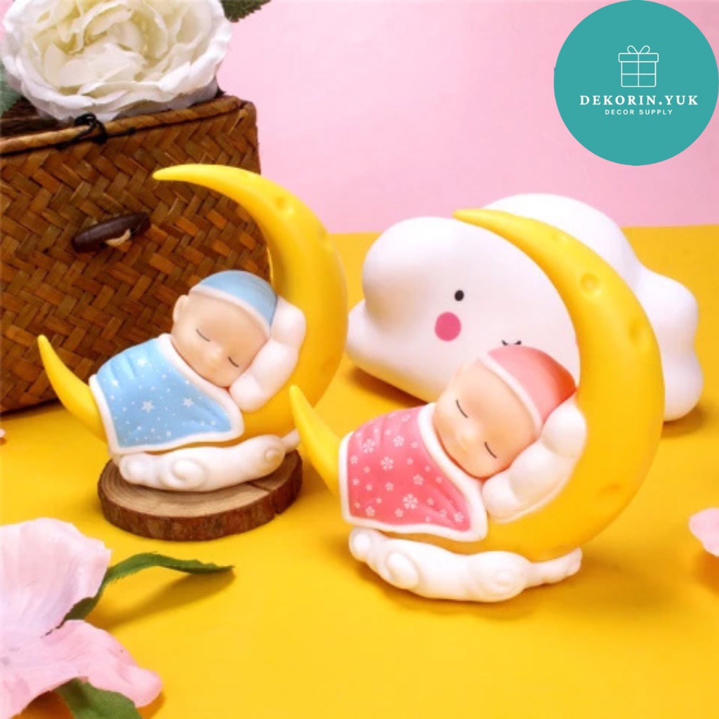 TOPPER KUE BABY MOON BONEKA BAYI PAJANGAN MINIATUR HIASAN KUE BAYI SEBULANAN / CAKE TOPPER / HIASAN 