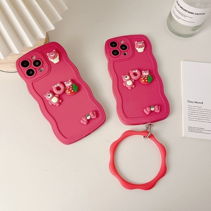 Case Motif Beruang strawberry Tiga Dimensi Untuk iPhone 12 13 14 11 Pro Max X Xs Max Xr krhrtf8