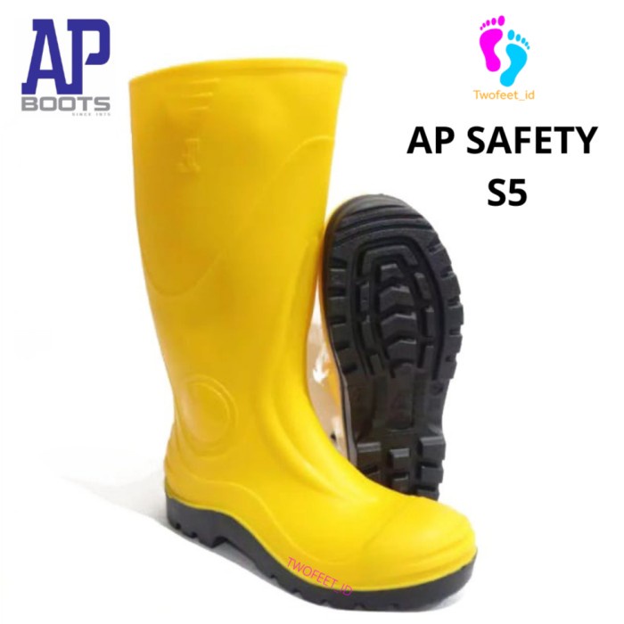 Boots Ap Safety S5 Yellow 40-43 - Sepatu Boot Safety Karet- Ap Boots
