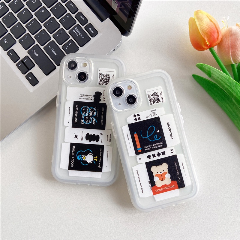 Soft Case TPU Shockproof Motif Beruang Kecil Untuk IPhone 13 12 11 Pro Max X Xs Max XR 8 7 Plus