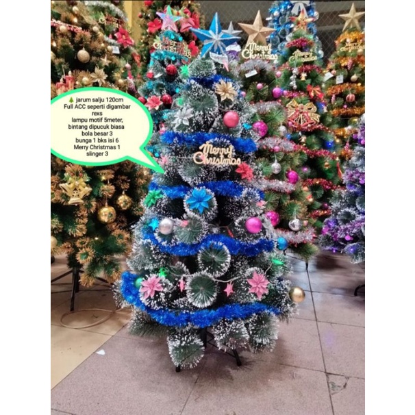 Promo 120cm (1.2m) Pohon natal 1.2m (4Feet)Kaki besi bisa cod)ungu,hijau,kuning,putih,ekortupai bisa pohon saja,bisa komplit