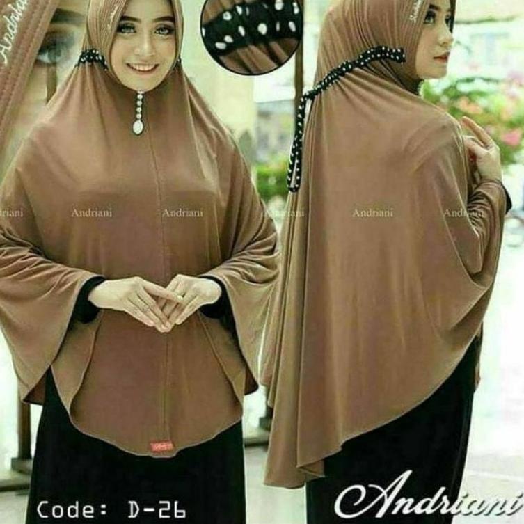 Khimar Andriani Jersey Heiget Premium Serut Jumbo Ped Tali Polkadot/Hijab Instan {KOK.18Oc22ᵂ}