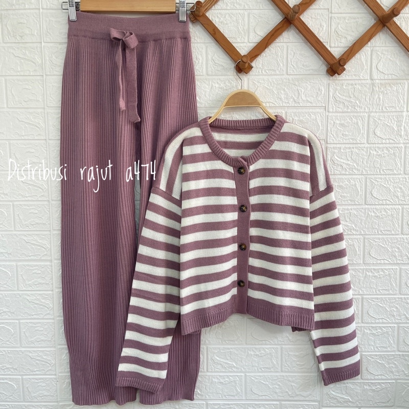 ONESET CARDIGAN BASIC TOP CORLA SETELAN CELANA KULOT