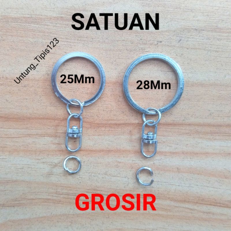 Ring Putar Gepeng Tebal Gantungan kunci bahan nikel ring ganci join putar untuk bikin souvenir
